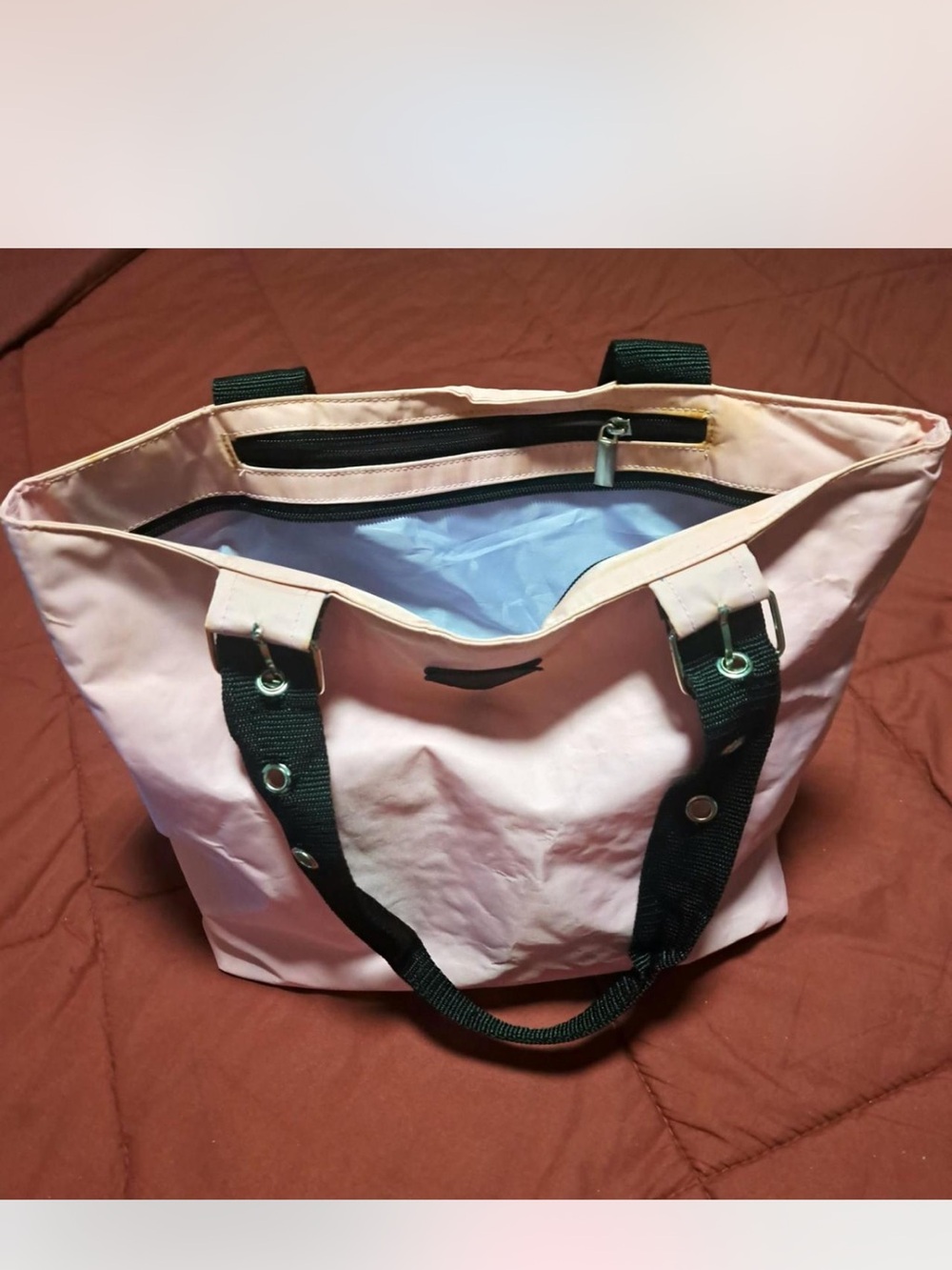 Pink Tote Bag with Adjustable Black Straps - Everyday Women's Shoulder Bag